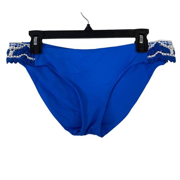 Becca by Rebecca Virtue bikini bottom blue Avery Tab side L - Picture 1 of 3